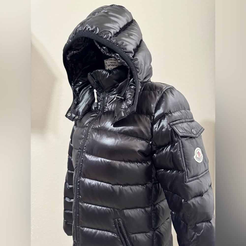 Moncler Moka Long Down Coat Black Size 1 Authentic LAMPO Zip - Picture 3 of 17